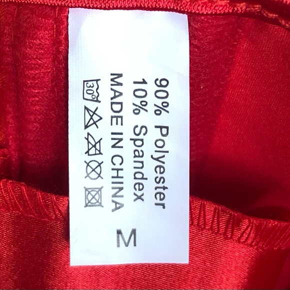 Satin Buster Corset With String Tong Red Womens Medium Sexy Stretch. - Picture 3 of 7